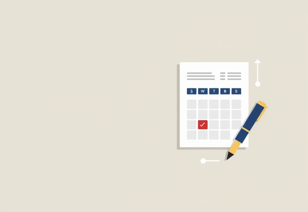 Calendar with highlighted dates and a pen, symbolizing updates and reviews of legal documents